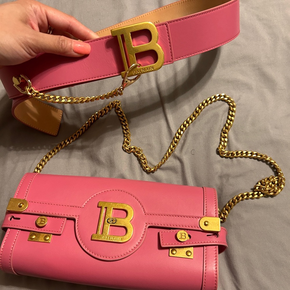 Balmain Pink Clutch and Belt